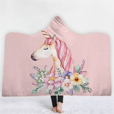 Unicorn Soft Hooded Blanket