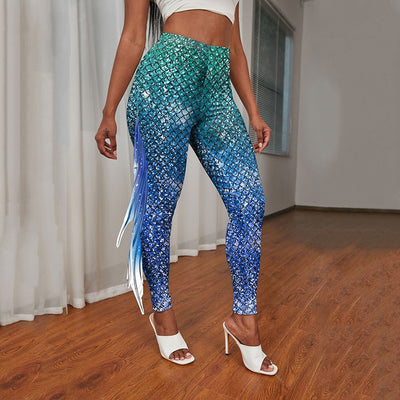 Mermaid Pattern 3D Printed Leggings
