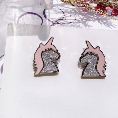 Pink Crystal Unicorn Earrings