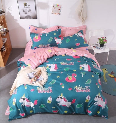 Summer Unicorn & Flamingo Bedding Set