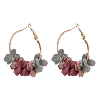 Fabric Flower Drop Earrings