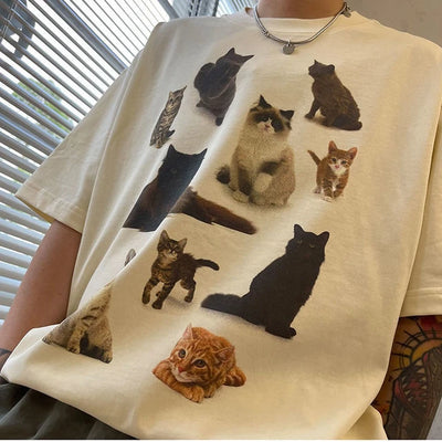 Y2K Cat Print T-shirt