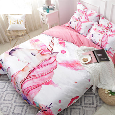 Floral Unicorn/Flamingo Bedding Set