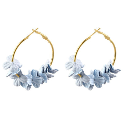 Fabric Flower Drop Earrings