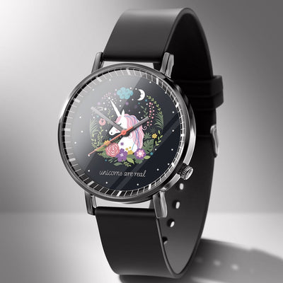 Unicorn Black Strap Wristwatch