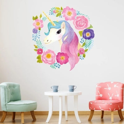 Pink Unicorn & Animals Wall Stickers