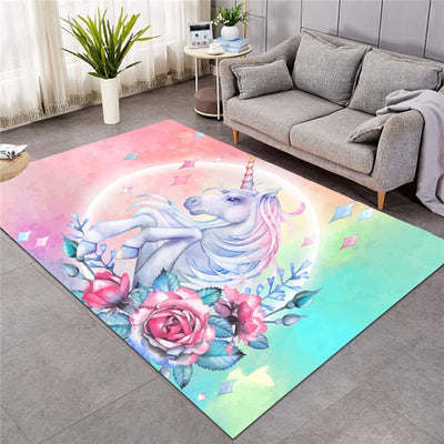 Floral Unicorn Printed Rug