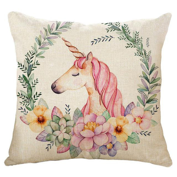 Multicolored Unicorn Linen Cushion Cover - Well Pick