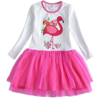 Girls Unicorn Flamingo Long Sleeves Dress