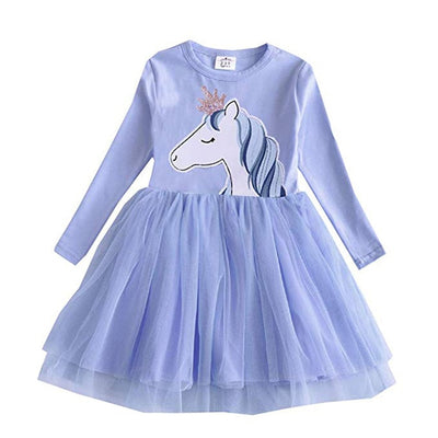 Crown Unicorn Long Sleeve Tutu Dress