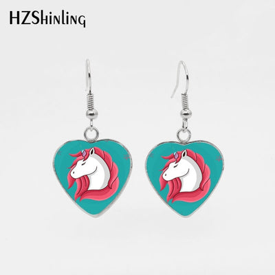 Heart-Shaped Unicorn Earrings