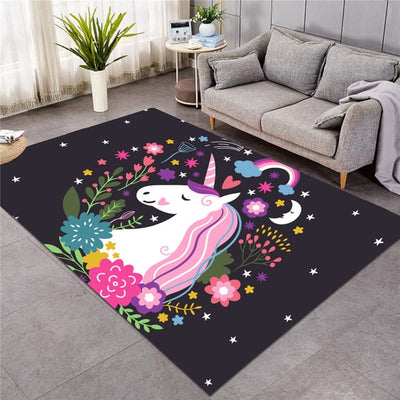 Floral Unicorn Printed Rug