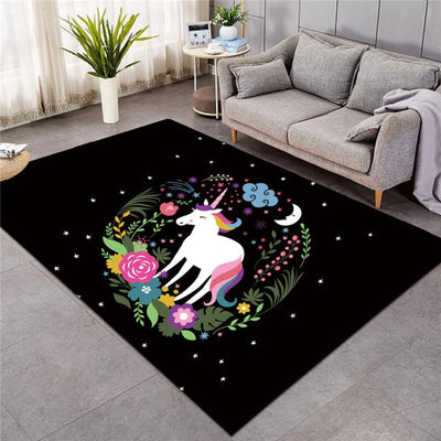 Floral Unicorn Printed Rug