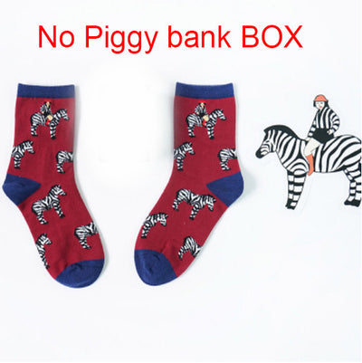 Cartoon Mermaid Zebra Socks in Piggy Bank Box - Well Pick Review