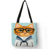 Colorful Cat Painting Linen Tote Bag