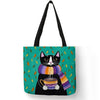 Colorful Cat Painting Linen Tote Bag