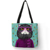 Colorful Cat Painting Linen Tote Bag