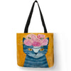 Colorful Cat Painting Linen Tote Bag