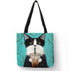 Colorful Cat Painting Linen Tote Bag