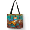 Colorful Cat Painting Linen Tote Bag