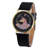 Unicorn Flower Leather Wristwatch