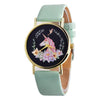 Unicorn Flower Leather Wristwatch