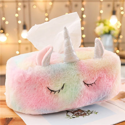 Rainbow Unicorn Plush Tissue Box Cover