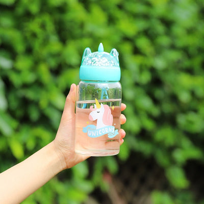 Sequined Unicorn Glass Water Bottle