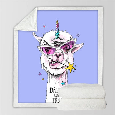 Unicorn & llama Fleece Blanket