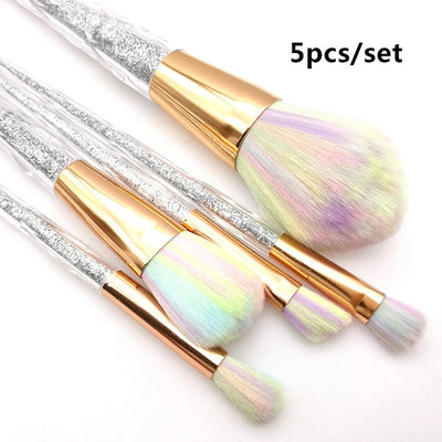 Unicorn Rainbow Hair Glitter Makeup Brush Set