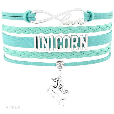 Unicorn Infinity Love Leather Bracelet