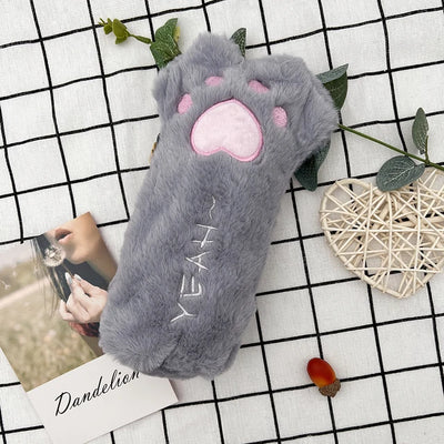 Fluffy Cat Paw Pencil Bag