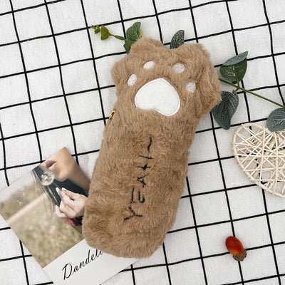 Fluffy Cat Paw Pencil Bag