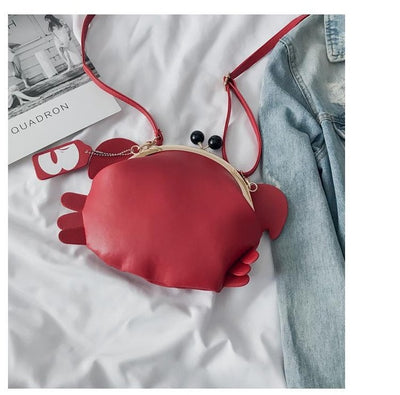 Cute Crab PU Leather Crossbody Bag