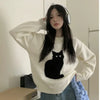 Cartoon Cat Knit Sweatshirt