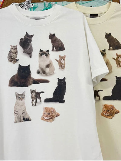 Y2K Cat Print T-shirt