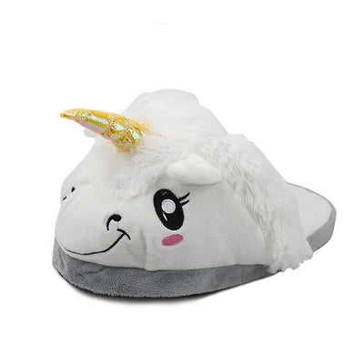 Plush Unicorn Flat Slippers