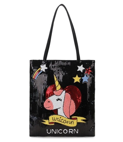 Sequins Unicorn Star Tote Bag