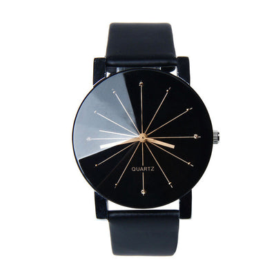 Men's Quartz Dial Glass Leather Watch