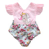 Pink Unicorn Baby Floral and Dotted Romper