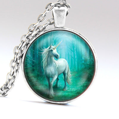 White Unicorn Pendant Necklace