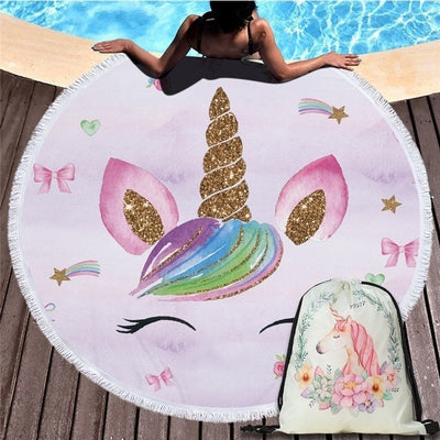 Unicorn Beach Towel Blanket Set (With FREE Bag)