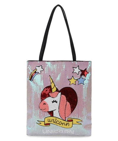 Sequins Unicorn Star Tote Bag