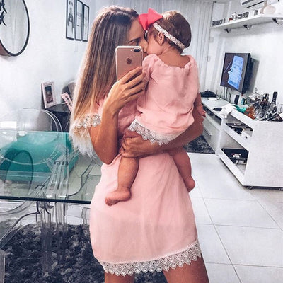 Light Pink Mom & Daughter Matching Dress